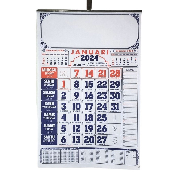 Jual Kalender Tahun 2024 Lengkap 12 Lembar / Kalender Dinding Jumbo ...