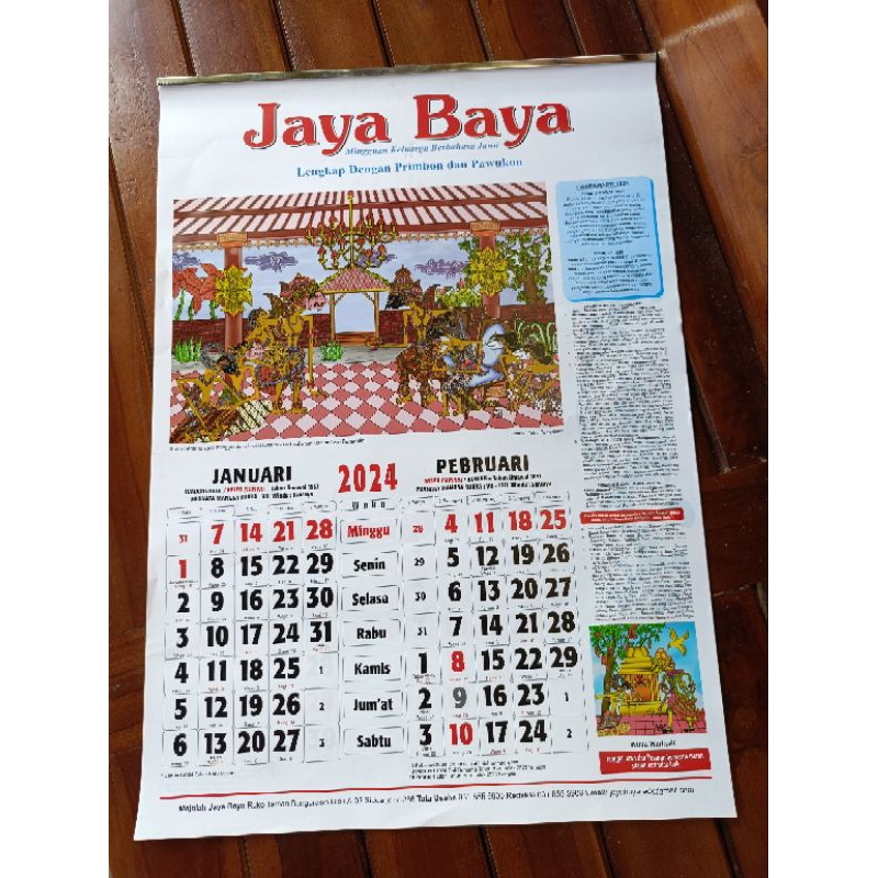 Jual Kalender Jaya Baya 2024 Lengkap Dengan Primbon & Pawukon[ Kalender ...