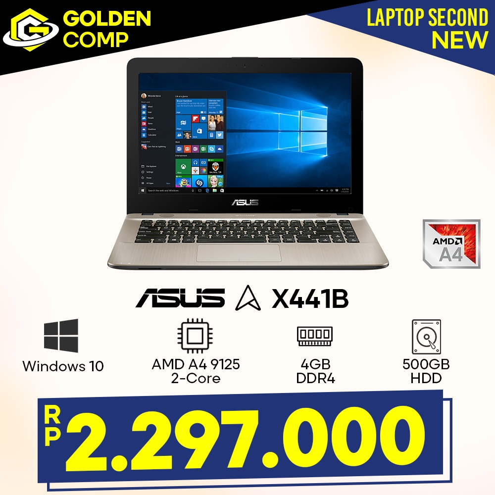 Jual Laptop ASUS X441B Windows 10/AMD A4/4GB/500GB Fullset Second ...