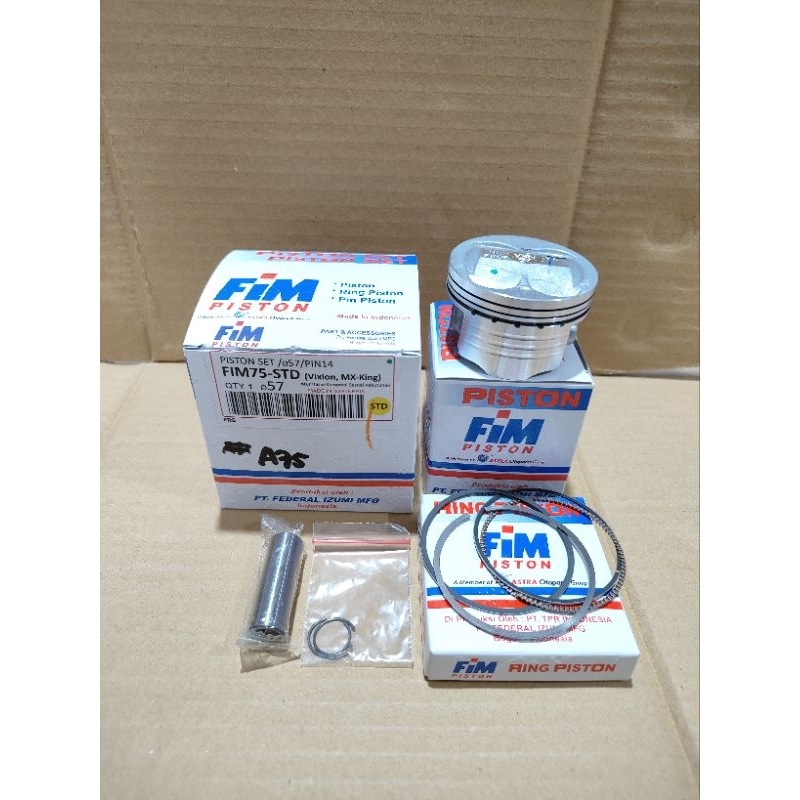 Jual Piston Seher Set Kit Fim 75 Yamaha Vixion R15 MX King Bore Up Os 200 250 300 Pen Pin 14