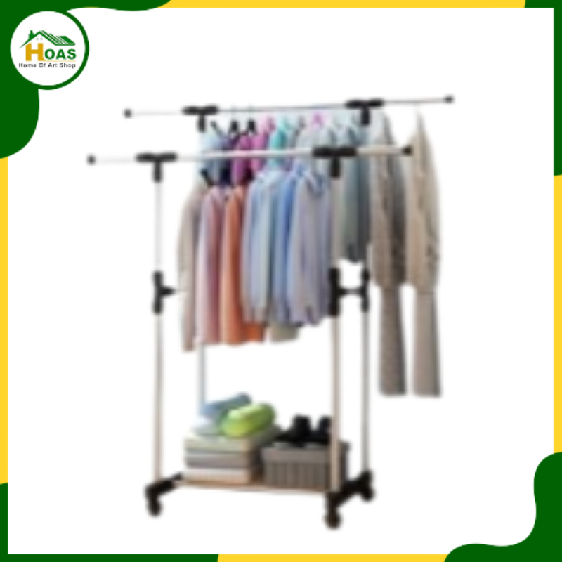 Jual Hoas Stand Hanger Gantungan Baju Stand Hanger Double Sisi Rak Serbaguna Dengan Roda