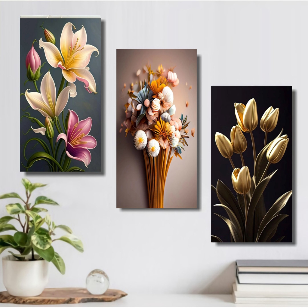 Hiasan Dinding Bunga Realistis aesthetic 15x30 Dekorasi Kamar Eatetik