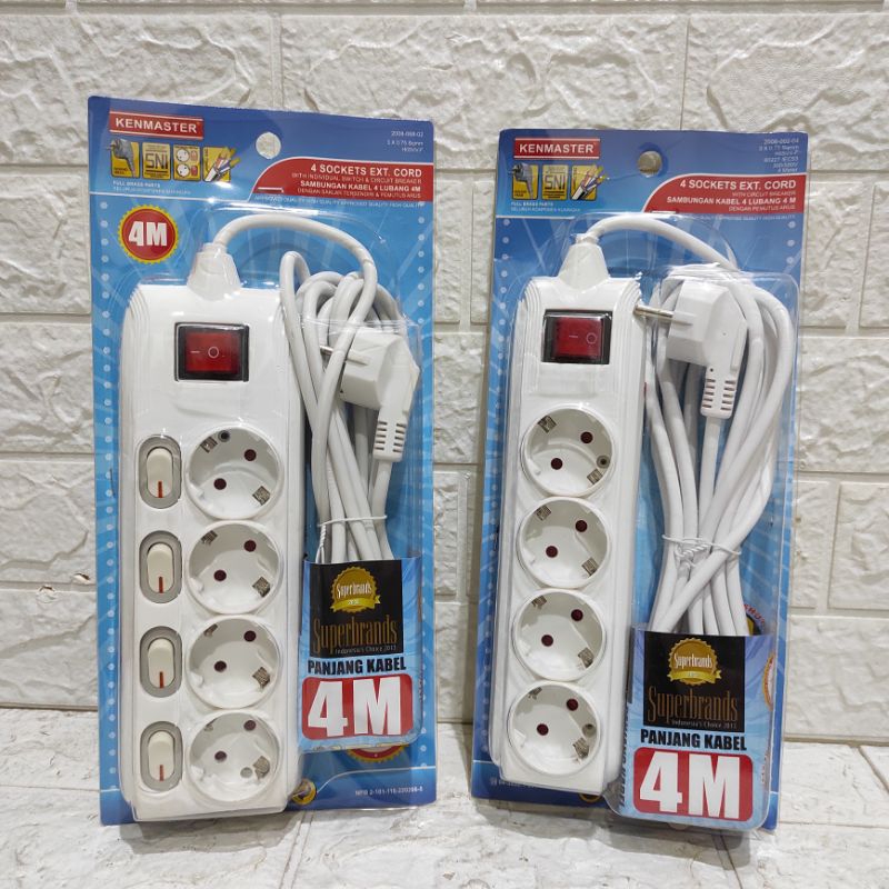Jual KENMASTER STOP KONTAK 4 LUBANG 4 METER PLUS SWITCH KENMASTER 4 ...