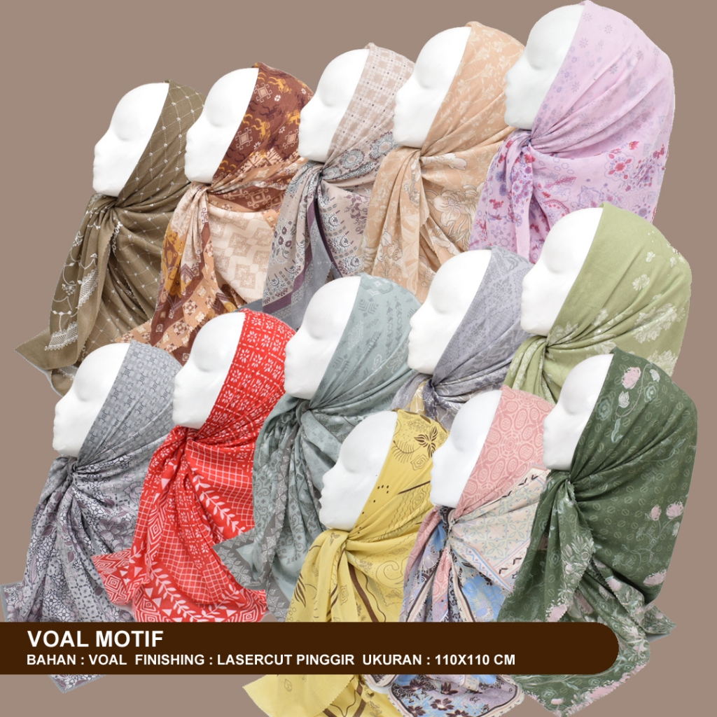 Jual PART 6 KERUDUNG VOAL MOTIF ALHIJAS JILBAB VOAL PREMIUM MOTIF HIJAB ...