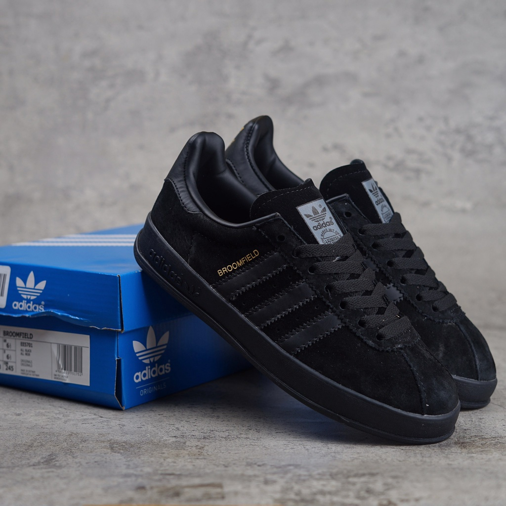 Sepatu Adidas Broomfield All Black BNIB Grade Original Sneakers Pria Sepatu Sekolah Hitam Polos Full Hitam Sepatu Casual Suede Pria Wanita