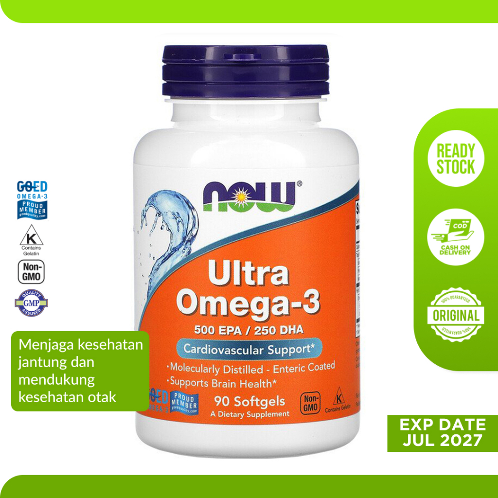 Jual Vitamin Suplemen Ultra Omega 3 500 EPA 250 DHA Now 90 Kapsul ...