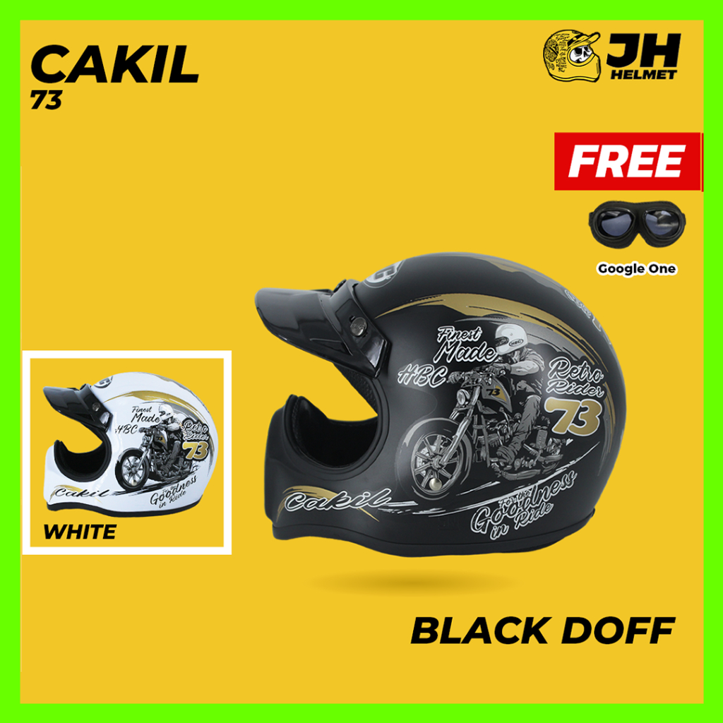 Jual Helm Cakil HBC 73 + FREE GOGGLE | Helm Retro | Full Face | Jual ...