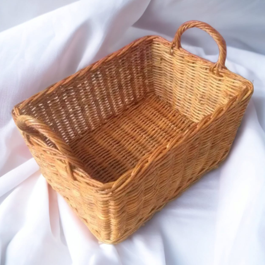 Jual Keranjang rotan persegi panjang besar handle tempat penyimpanan ...