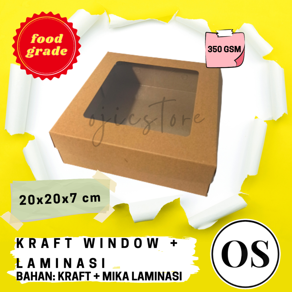 Jual Dus Box Kraft Window Coklat 20x20x7 Dengan Jendela LAMINASI Untuk ...