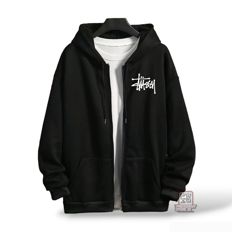 HOODIE STUSSY SWEATER DISTRO PRIA ZIPPER SLIM FIT
