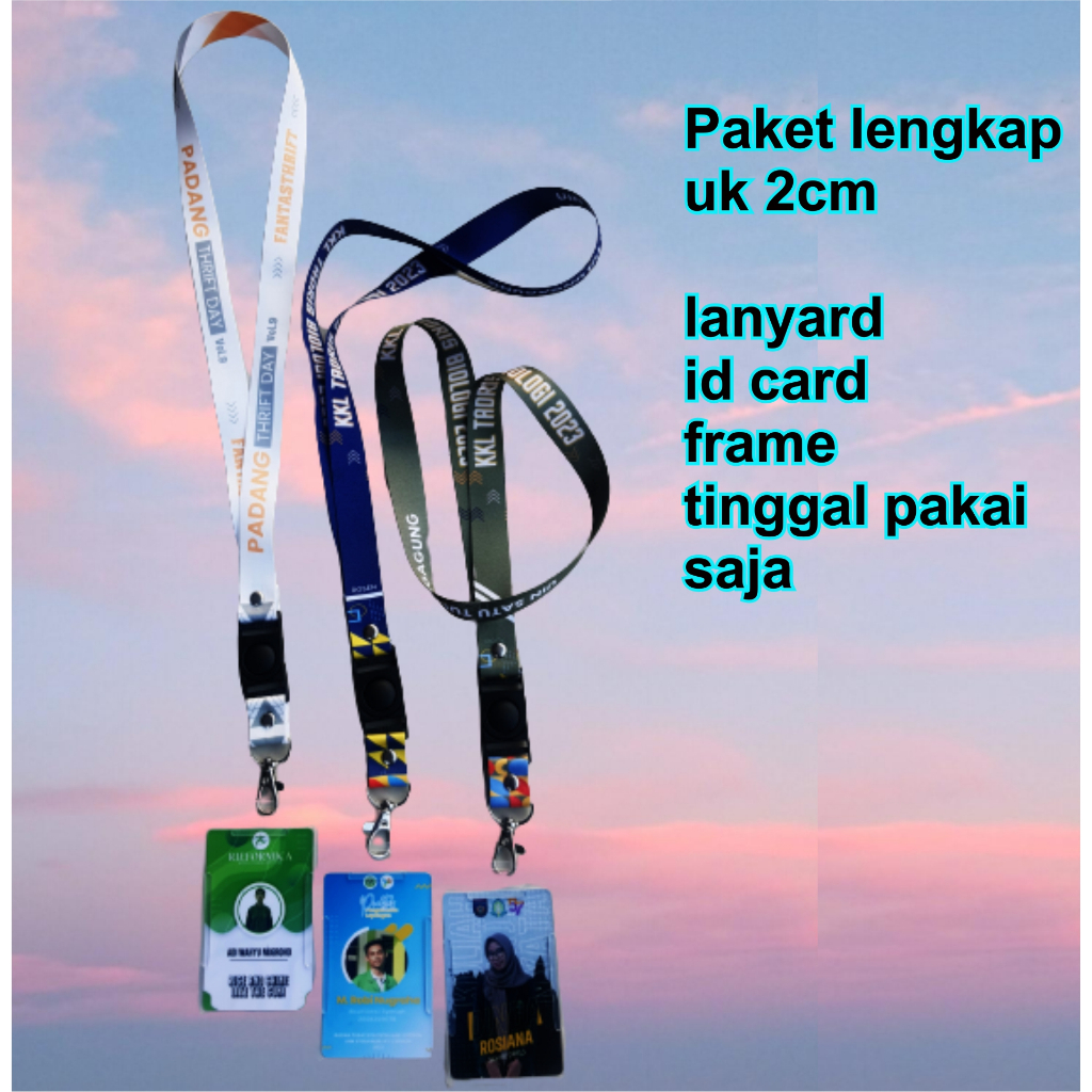 Jual paket lengkap lanyard id card frame uk 2cm cetak dua sisi | Shopee ...
