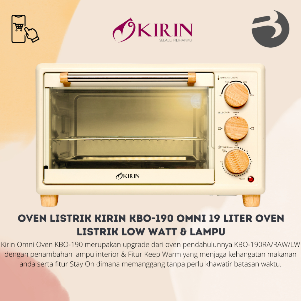 Jual Oven Listrik Kirin KBO190 OMNI 19 liter Oven Listrik LOW WATT