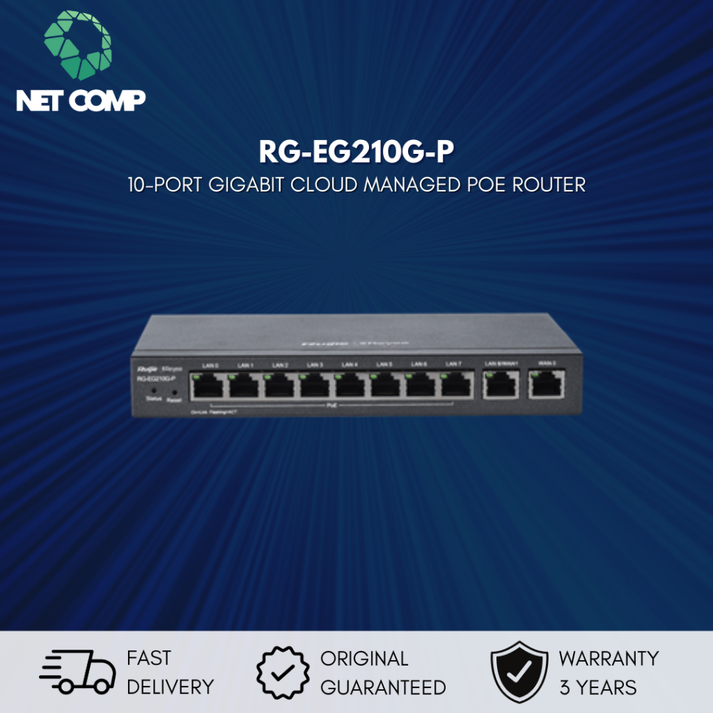 Jual RG-EG210G-P Ruijie Reyee 10 Port Gigabit Cloud Managed PoE Router