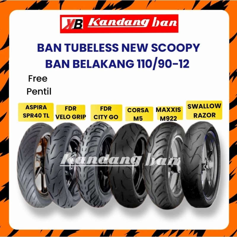 Jual PRODUKSI THN 2023-BAN TUBLES BELAKANG NEW SCOOPY 110/90-12 MEREK ...