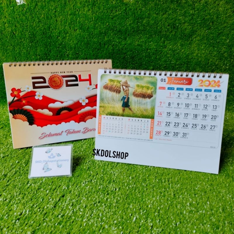 Jual kalender meja standar 2024 Km 09 kehidupan desa | Shopee Indonesia