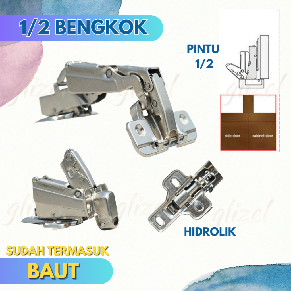 Jual Engsel Sendok Pintu Sudut 165 180 Slow motion Soft Close Derajat ...