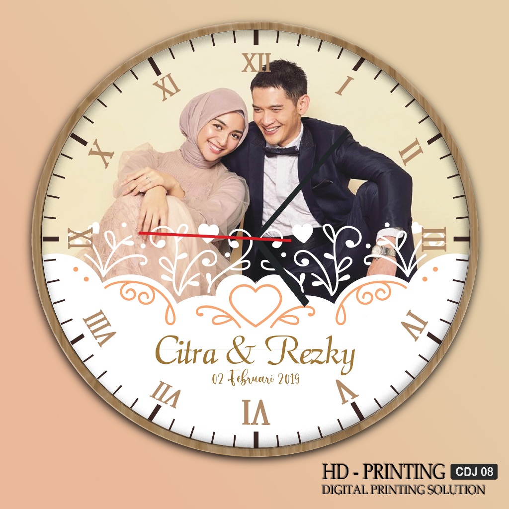 Jual Jam Dinding Kayu Custom Pernikahan Kado Wisuda Annyversary