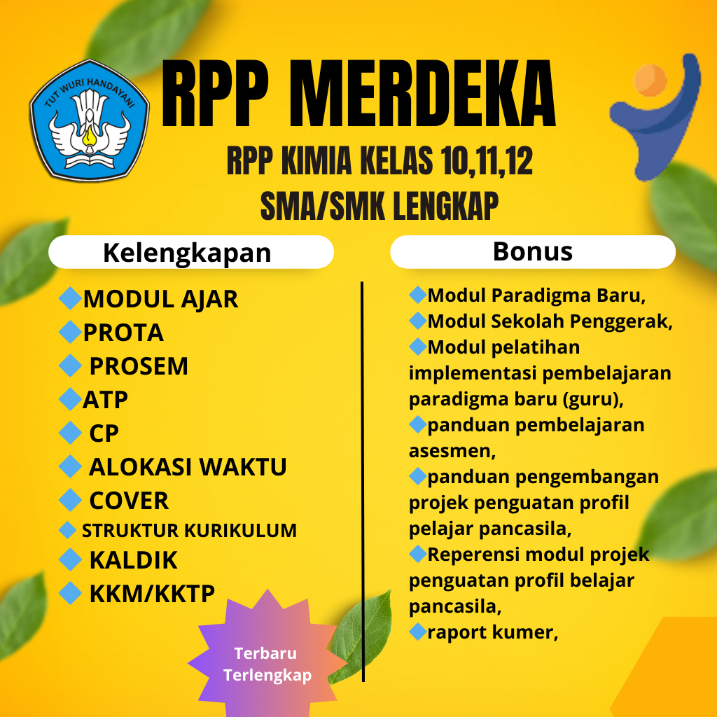 Jual RPP KIMIA KELAS 10,11,12 SMA/MA/SMK KURIKULUM MERDEKA LENGKAP ...