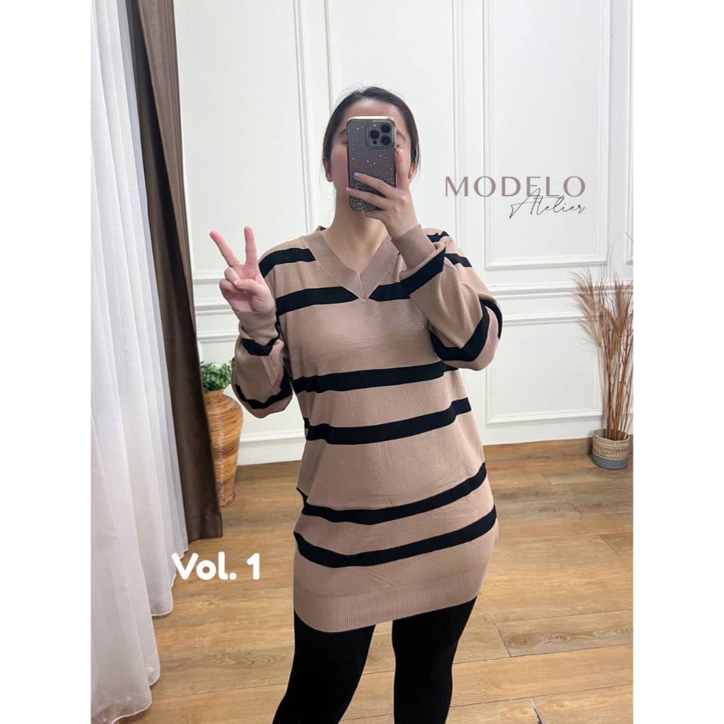 Jual Stripe Knit Dress IMPORT (ada 2 motif) | Rajut Dress Cantik Murah / Knit  Dress Premium / Knit Midi Dress / Rajut Midi Dress Murah / Dress Wanita  Cantik / Dress