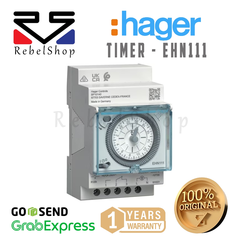 Jual Hager Timer EHN111 Time Switch Analog Otomatis Auto 16A 230V 50HZ ...