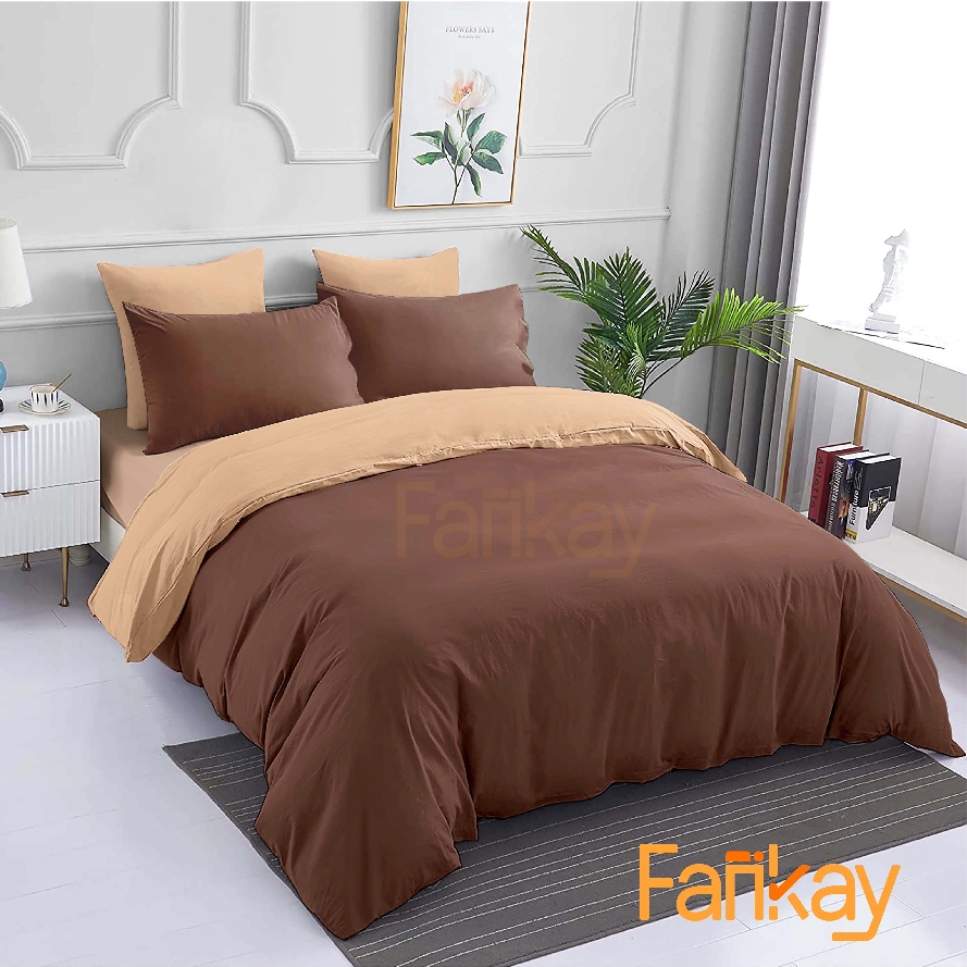 Jual Bed Cover Set Sprei Brown Khaki Ukuran 180x200/160x200/200x200