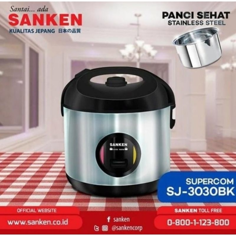 Jual SANKEN RICE COOKER SJ 3030 PENANAK NASI 6 IN 1 STAINLESS STEEL 2