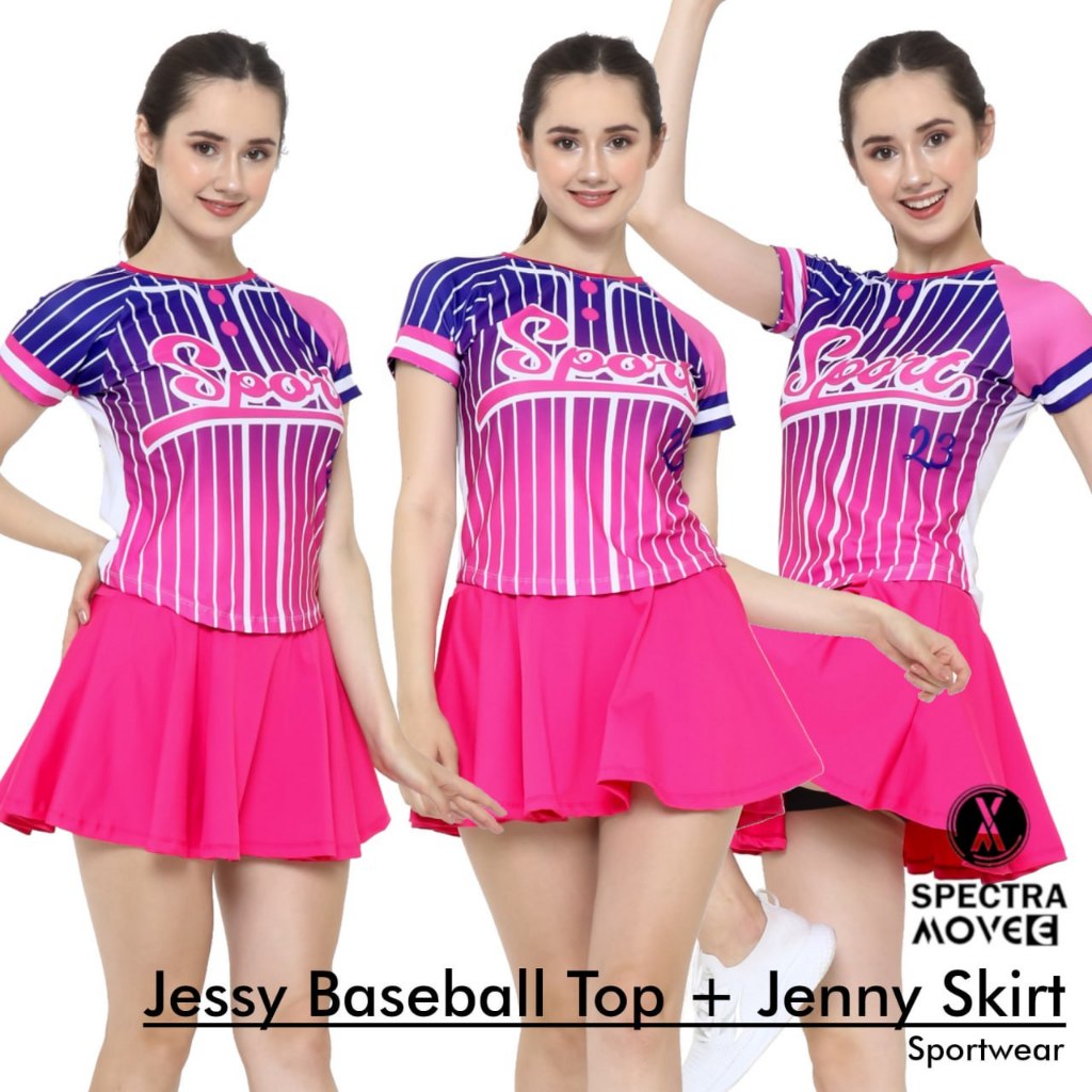 Jual Kaos olahraga JESSY BASEBALL rok senam JENNY SKIRT baju senam rok ...
