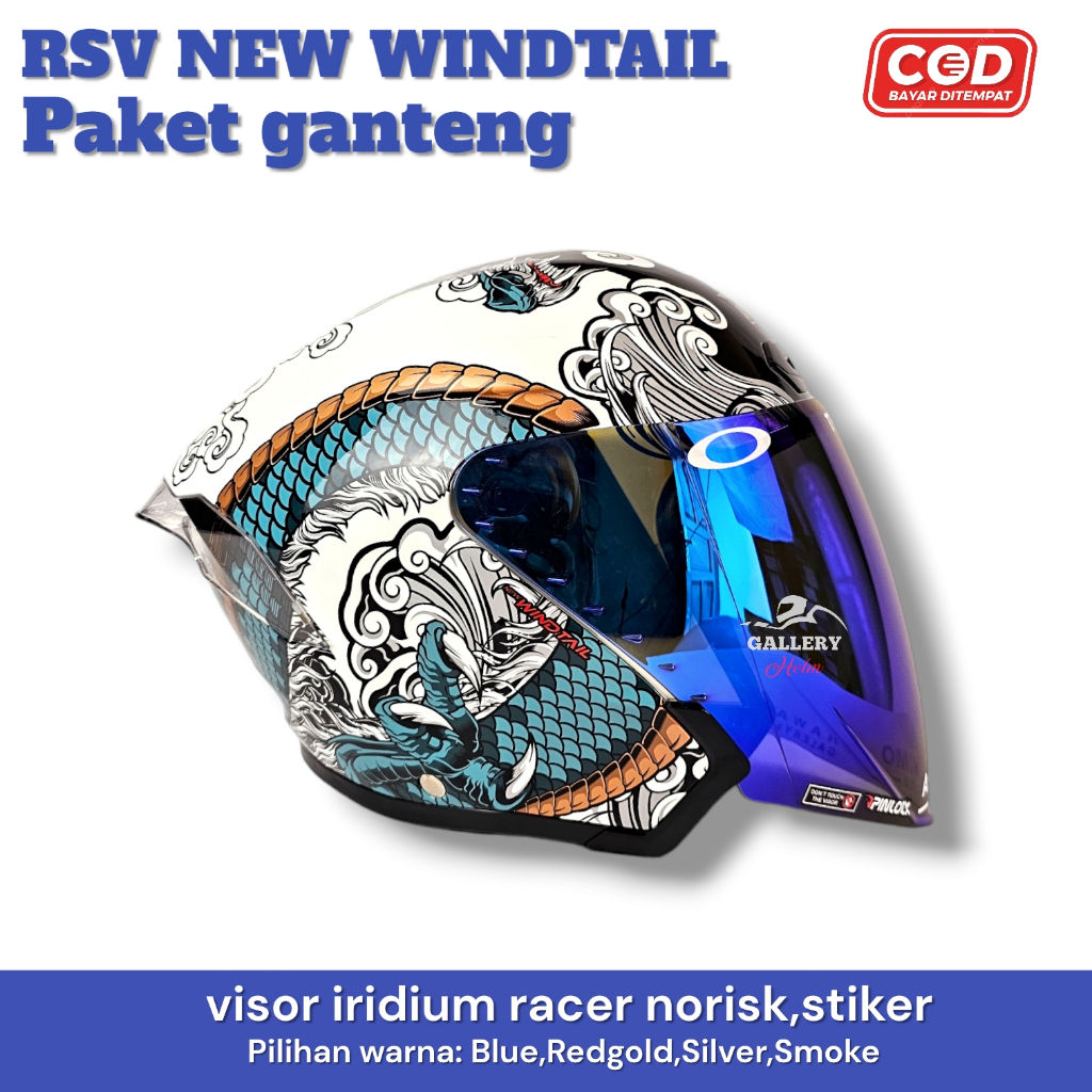 Jual Helm Rsv New Windtail Ryujin Paket Visor Iridium | Helm Half face ...