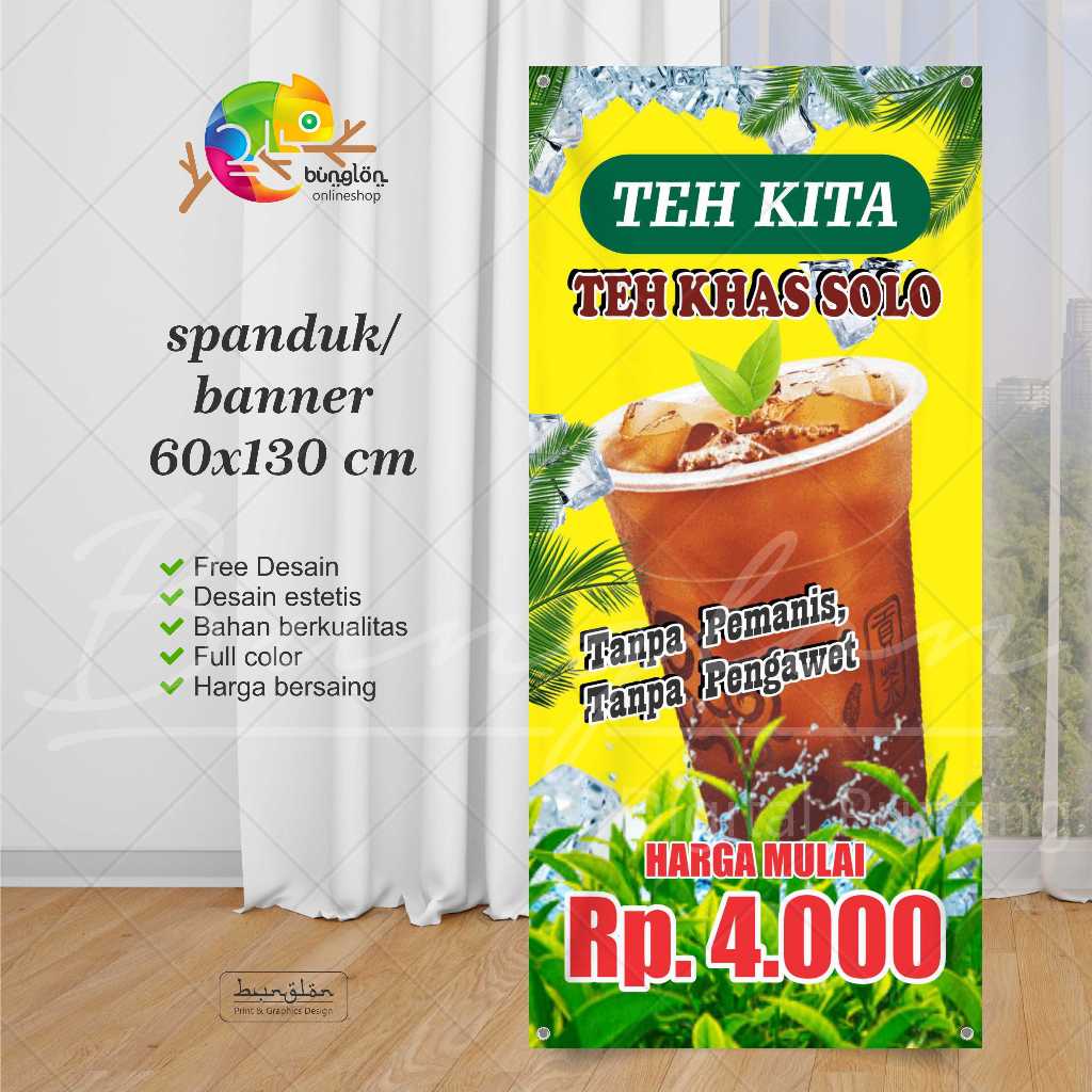 Jual Spanduk Banner 60 x130 Es Teh Kita Khas Solo | Shopee Indonesia