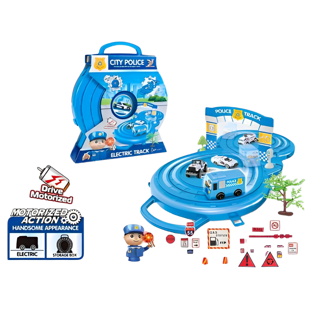 Jual Mainan Anak Mobil Jalur Track Rail Polisi Baterai Box Storage ...