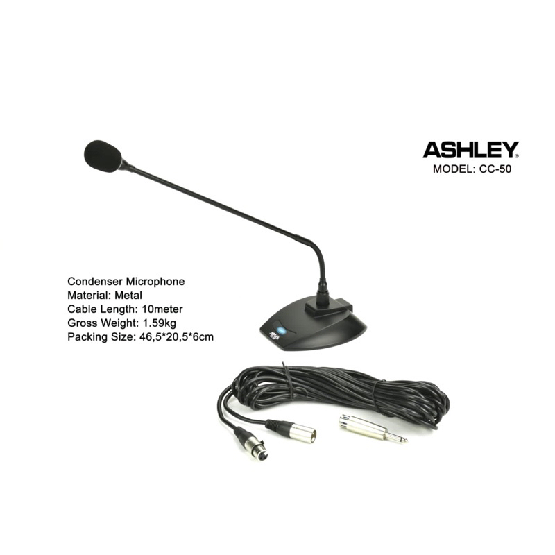Jual Mic Kabel Meja Condenser Ashley CC 50 Original Condensor CC50