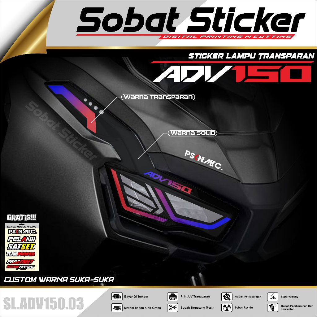Jual Stiker Lampu ADV 150 / SB Sobat Sticker Lampu Transparan Variasi ...
