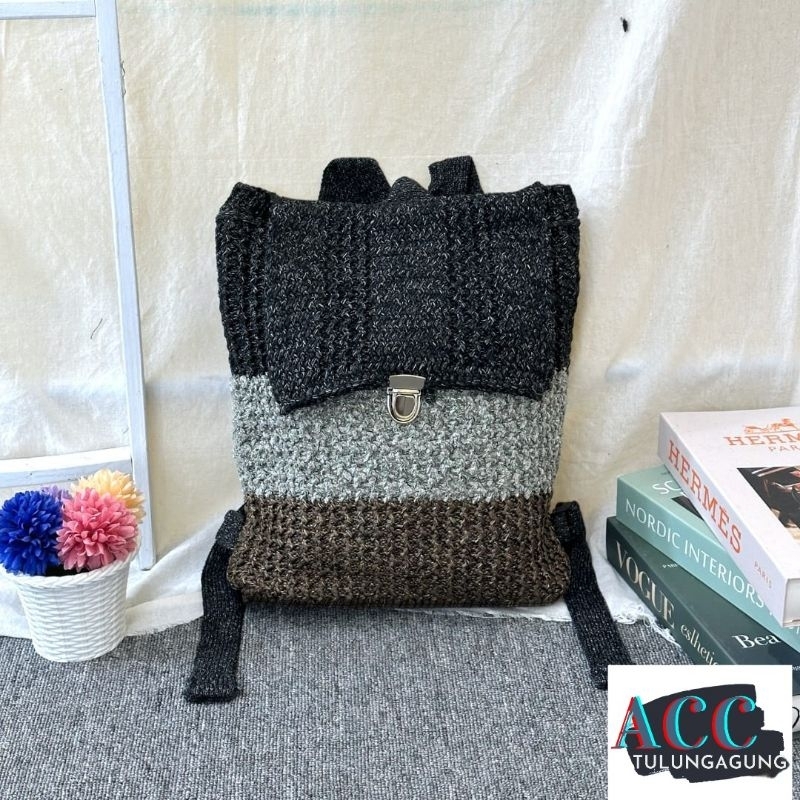 Jual TAS RANSEL RAJUT AESTHETIC BAG TAS DEWASA REMAJA | Shopee Indonesia