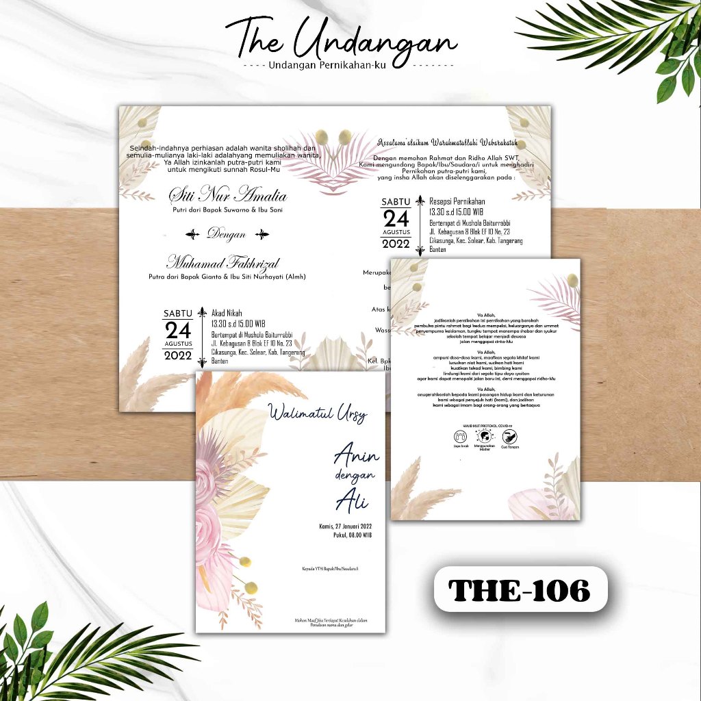 Jual Undangan Pernikahan Murah Orang tua simple dan elegan THE-106