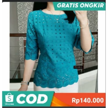 Wc(K. O Tl0 Blus Wanita Katun Bolong Cantik Motif Baru
