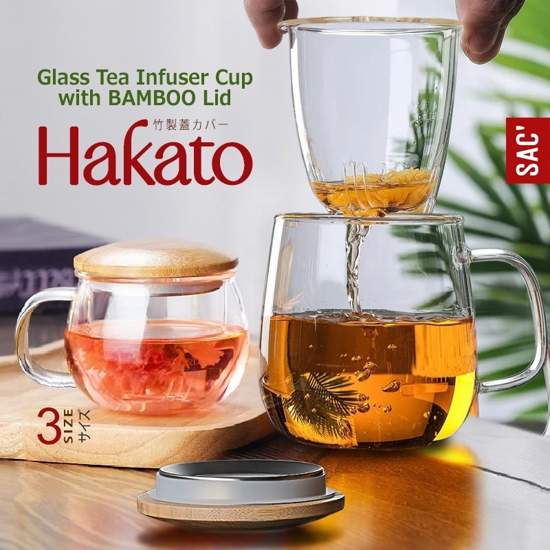 Jual 𝙎𝘼𝘾 Hakato Tea Coffee Glass Mug Cup Cangkir Gelas Kaca Kopi Teh Set Dengan Saringan 0924