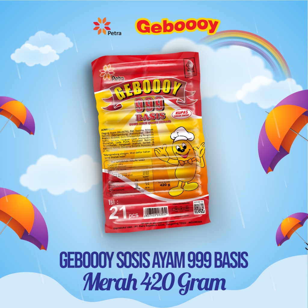 Jual Geboooy Basis 999 Merah 420 Gram Sosis Ayam Baso Sosis Isi 21 Pcs