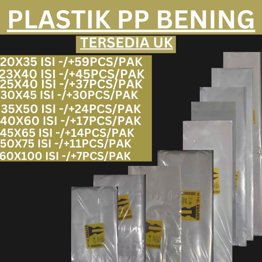 Jual Kantong Plastik Pp Bening Plastik Loundry Plastik Bening Uk