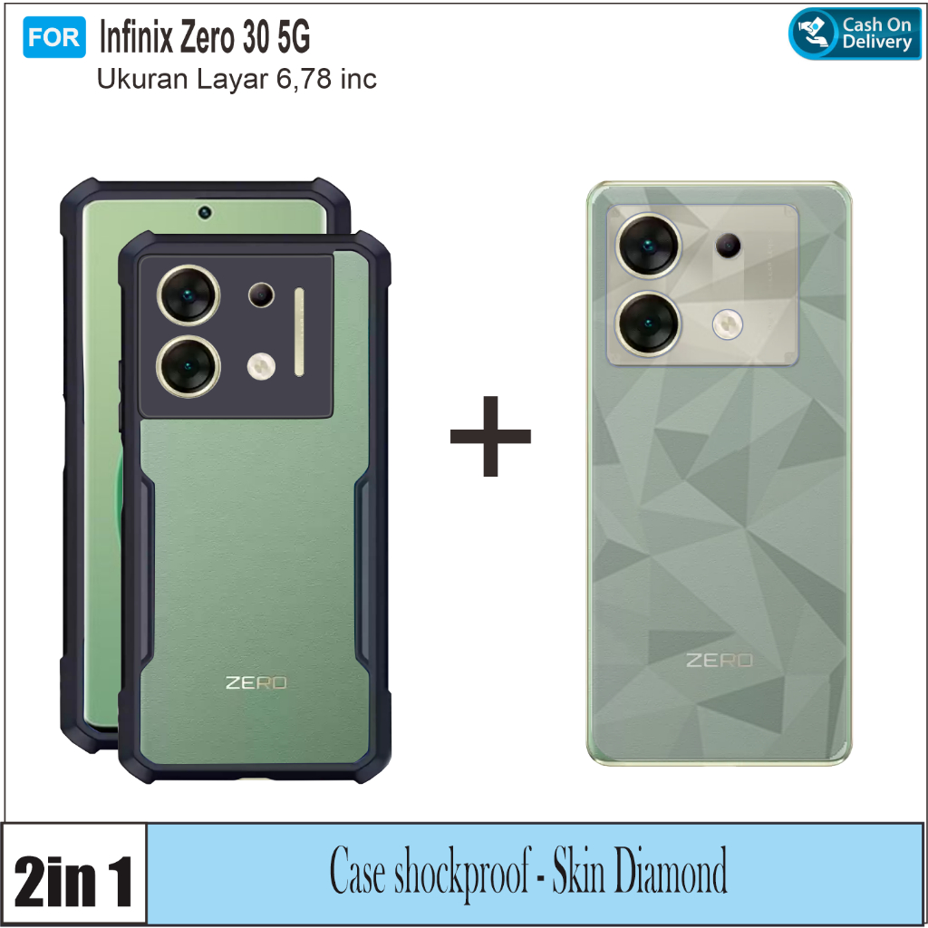 Jual Hard Case Infinix Zero 30 5G Paket 2in1 Casing Cover Armor Shockproof Free Skin Carbon