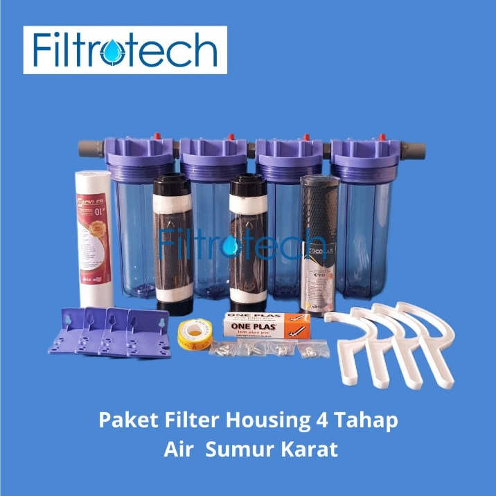 Jual Filter Air Sumur 4 tahap 10" Clear (Sediment, Manganese,Ferolite