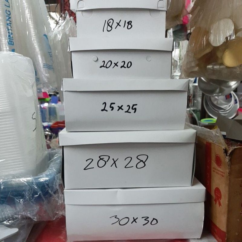 Jual Box Dus Kotak Kue Putih Polos Berbagai Macam Ukuran | Shopee Indonesia