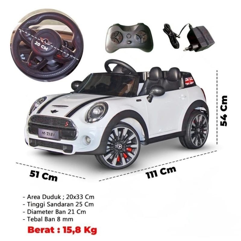 Jual Mobilan Aki Anak PMB 7188 Mortein Mini Cooper M7188 Dual Motor ...
