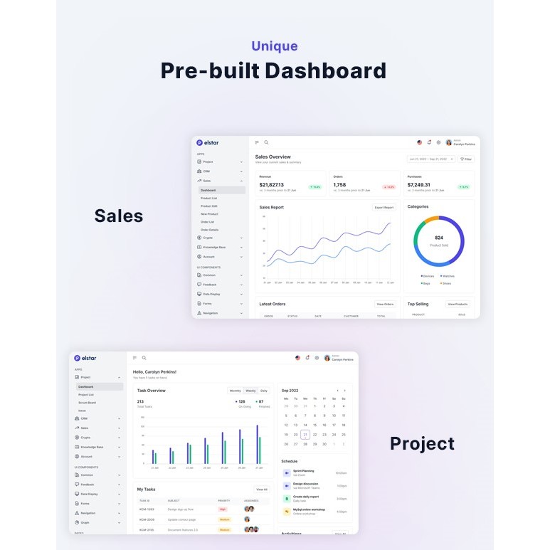 Jual Elstar v2.0.1 - React Admin Dashboard Tailwind Template (React 18 ...