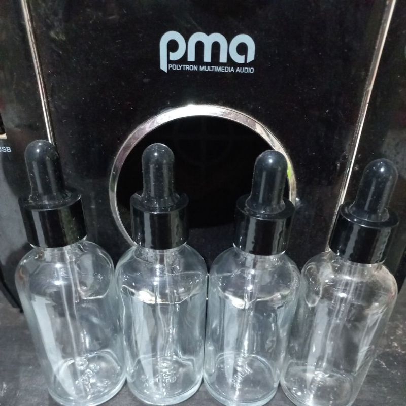 Jual botol kaca 50ml bening pipet hitam smooth | Shopee Indonesia