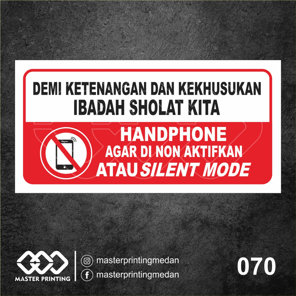 Jual 070 - Stiker Matikan HP Ketika Saat Sholat, Sticker Vinyl, Premium ...