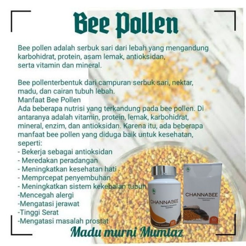 Jual Channa Bee POLLEN ORIGINAL Asli BPOM/Kapsul Kutuk Ikan Gabus Pasca ...