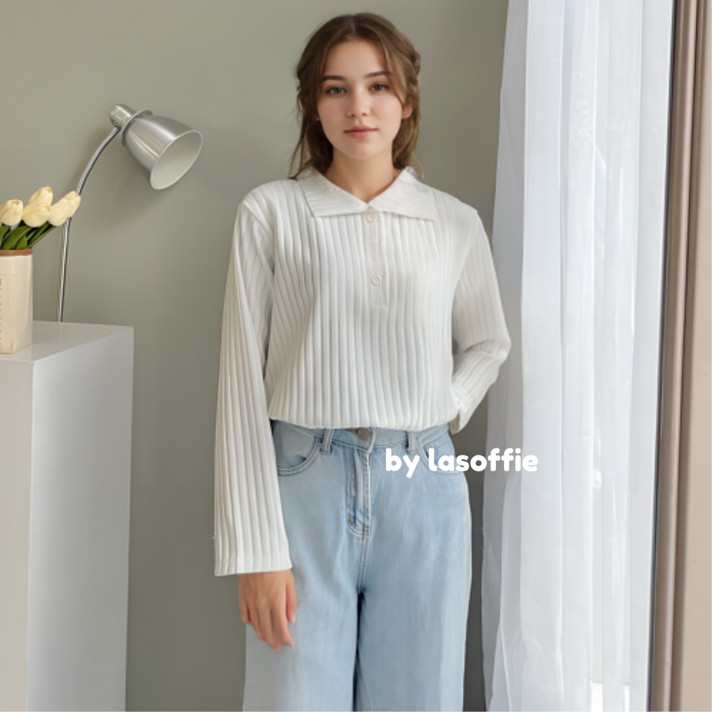 Jual Ziva Kemeja Polo Shirt Lengan Panjang Bahan Knit baju lengan
