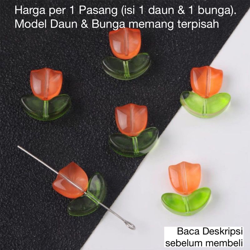 Jual Manik Bunga Tulip (1 pasang isi 1 daun & 1 bunga) | Shopee Indonesia