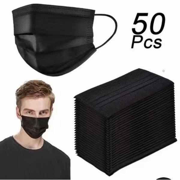 Jual MASKER HITAM 3PLY ISI 50 PC | Shopee Indonesia