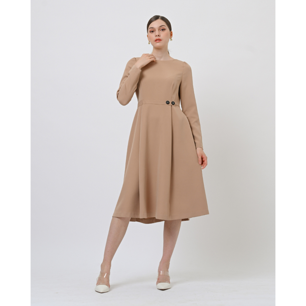 Jual INVIO Zellie Button-Belted Dress | Gaun Wanita | Shopee Indonesia
